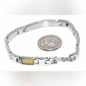 24K YELLOW GOLD & STAINLESS STEEL MEN'S BRACELET